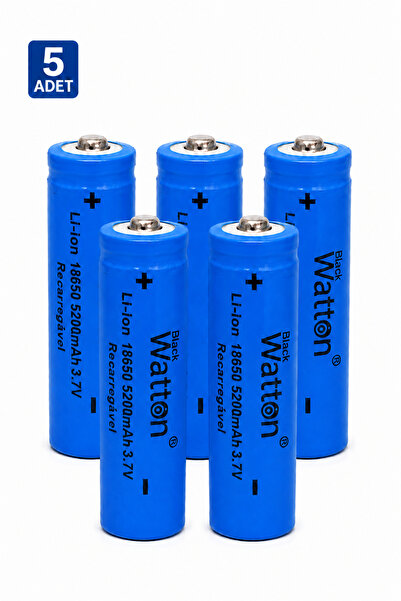 Watton 18650 Şarj Edilebilir Pil (El Feneri Pili) 3.7V 5200mAh 5 Adet