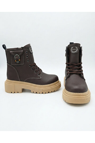 Enes Ayakkabıcılık Children's Combat Boots with Pockets and Buckles and Thick...
