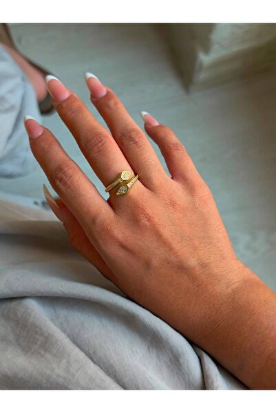 ANKA JEWELLRY خاتم نسائي من الفولاذ - خاتم أنيق وراقٍ قابل للتعديل بلون ذهبي ...