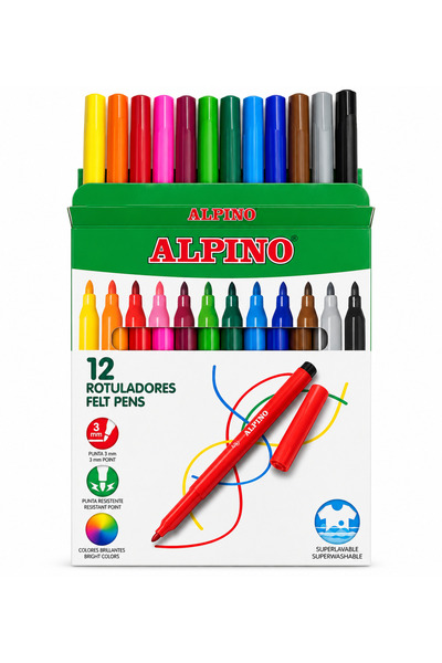 Alpıno 12 قلم تحديد (روتولادوريس) قابل للغسل.