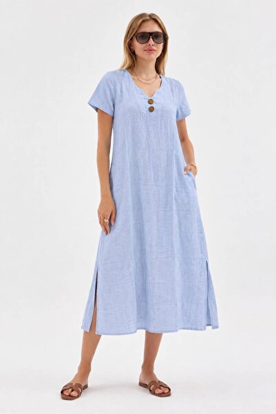Heaven Ephesus Women's Dress- Patterned Short Sleeved Dress-3160
