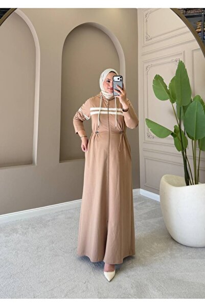 moda4b معطف نسائي طويل بغطاء للرأس - معطف بخصر قابل للتعديل بتفاصيل مفصلة وسح...