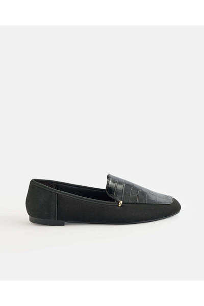 REDTAG Women Black Textured Croc Loafers
