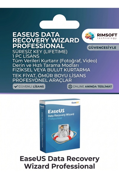 Rimsoft EaseUS Data Recovery Wizard Pro – Ömür Boyu / Süresiz Lisans – 1 PC L...