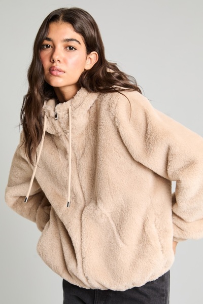 DeFacto Regular Fit Hooded Faux Fur Jacket H4135Ax26Au