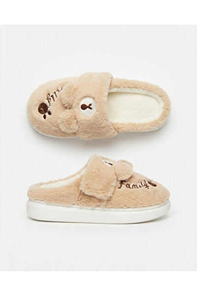 Enes Ayakkabıcılık Women's printed faux fur warm slippers