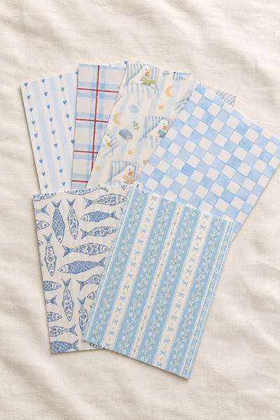 Mavi Masallar A5 Scrapbook Kağıdı 6’lı Set Ördek Balık Ekose Desenli