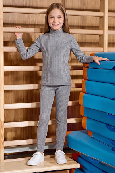 Fulla Moda Fitilli Dik Yaka Taytlı Kız Çocuk 2 Li Takım