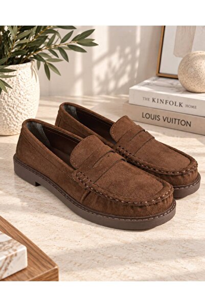 RoseVeno Rolly Women's Brown Suede Penny Loafer Women's Loafer Shoes