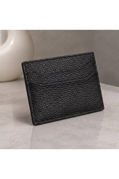 NahitaTyana Genuine Leather Unisex Card Holder 100% Real Leather Black Color