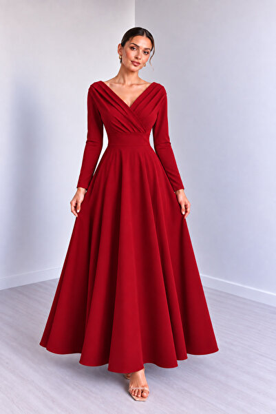 DRESSIFY WOMEN’S FASHION Kadın Yakası Uzun Kollu Kruvaze Yaka Belden Oturtmal...