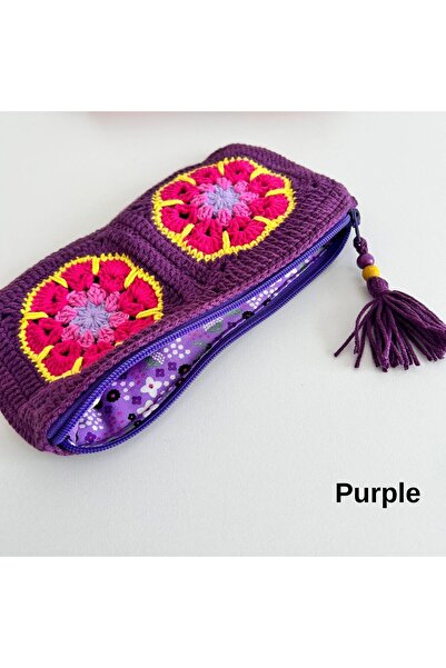 Crochet Bilgen El Örgüsü Çiçek Motifli Fermuarlı Kadın Cüzdanı Astarlı Renkli...