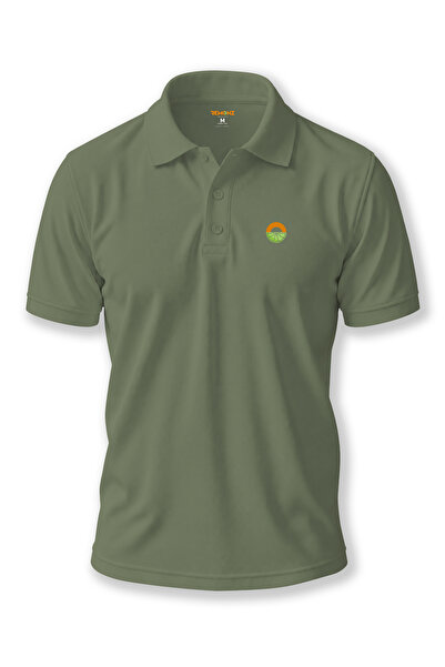 WİDİ Remonz Khaki Minimalistički Logo Polo Ovratnik Kratki Rukav T-Shirt