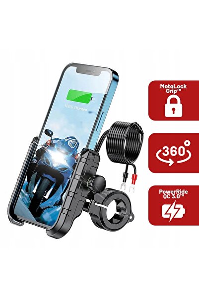 Kewig Suport telefon motocicletă reglabil 3.5-6.5″ cu încărcător USB QC3.0