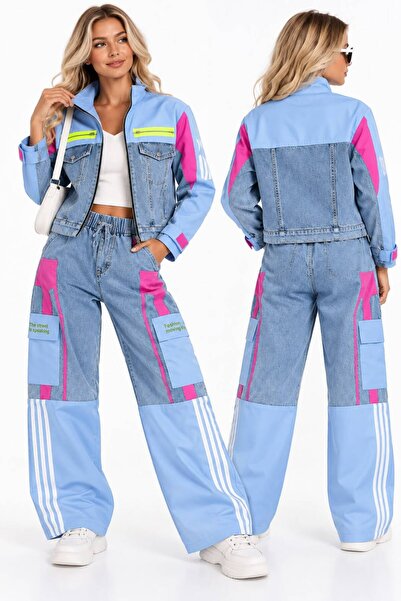 RAPAPA Women's Color Blocked Cargo Pocket Jacket and Pants Set 2875
