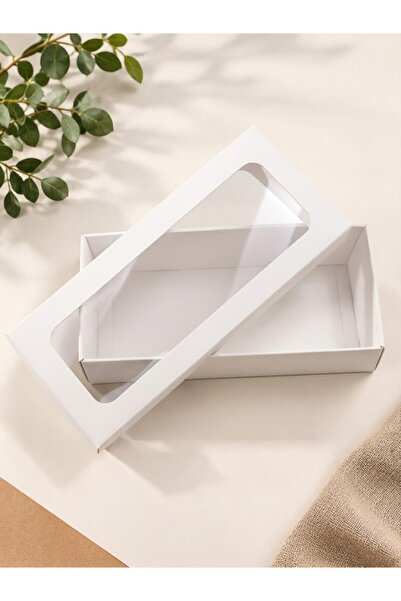 Aspak Kağıtçılık Ambalaj 23x9x6 cm Pencereli Asetatlı Beyaz Kutu - Çikolata, ...