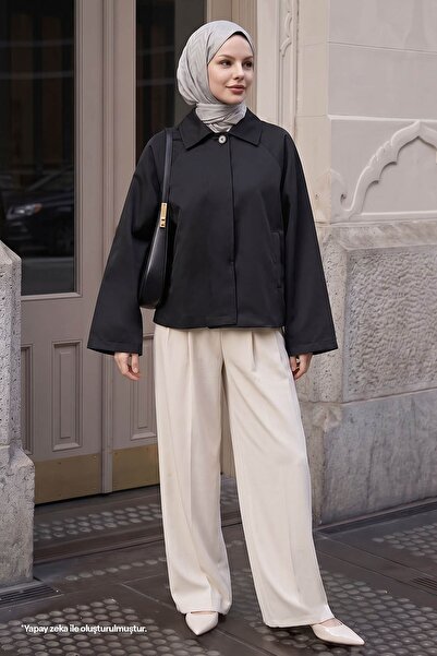 InStyle Black Short Jacket with Hidden Patches and Lining