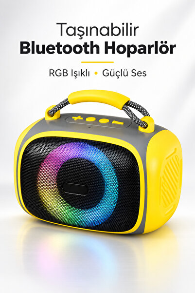 Omaze Taşınabilir Bluetooth Hoparlör RGB Işıklı Şarjlı Kablosuz Mini Ses Bomb...