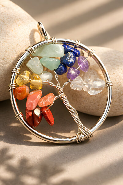NBS Beautiful Naturel Stones Hayat Ağacı 7 Çakra Kolye Ucu