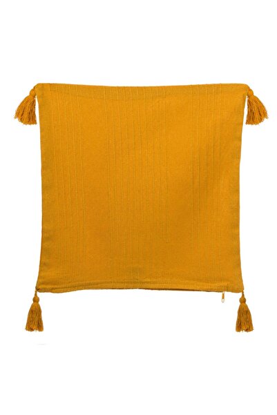 OEM Fata de Perna Decorativa Galben Mustar cu Franjuri 45x45cm - Fete Perne C...