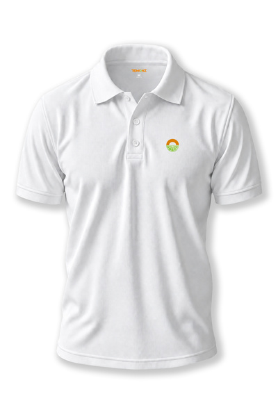 WİDİ Remonz White Minimalist Logo Polo Collar Short Sleeve T-Shirt