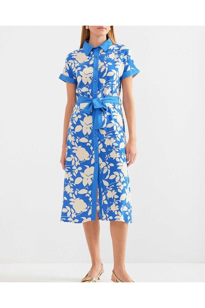 Modamorfo 2455 patterned shirt dress - blue