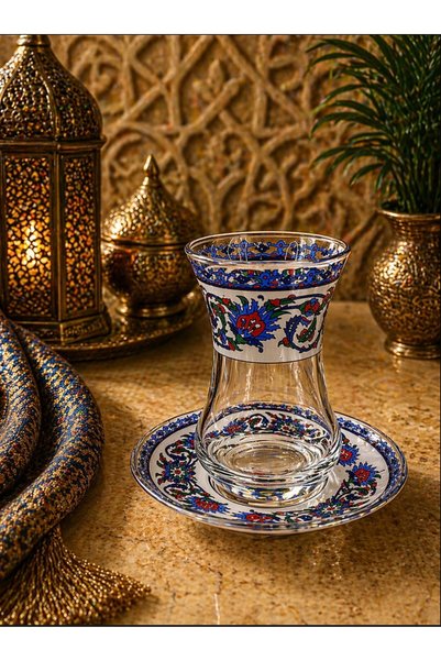 Coppera Topkapı model 2 parça incebelli çay bardağı seti -1 kişilik 130 cc