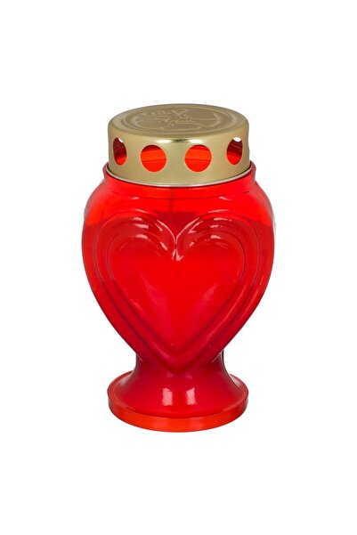 OEM Lumanare Decorativa Rosie Inima cu Capac Ø9x15cm - Lumanari Decorative Si...