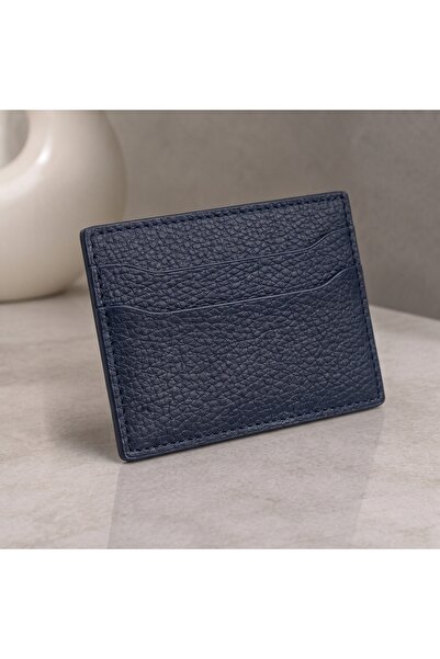 NahitaTyana Genuine Leather Unisex Card Holder 100% Real Leather Navy Blue Color
