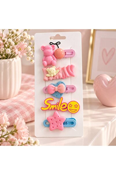 So Much Accesories مجموعة مشابك شعر للأطفال على شكل دمية دب لطيفة، 5 قطع