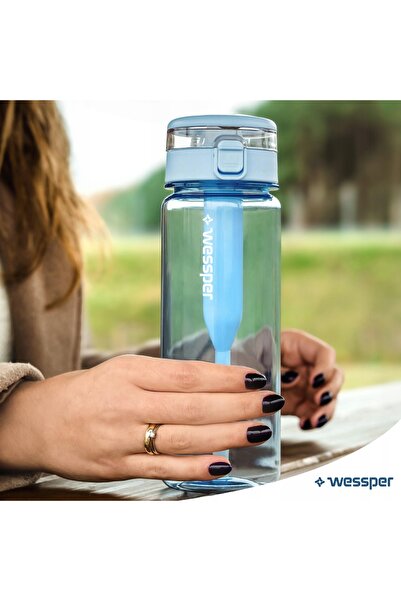 Wessper Sticlă cu filtru active max tritan 0.68l albastră + 5 cartușe de apă