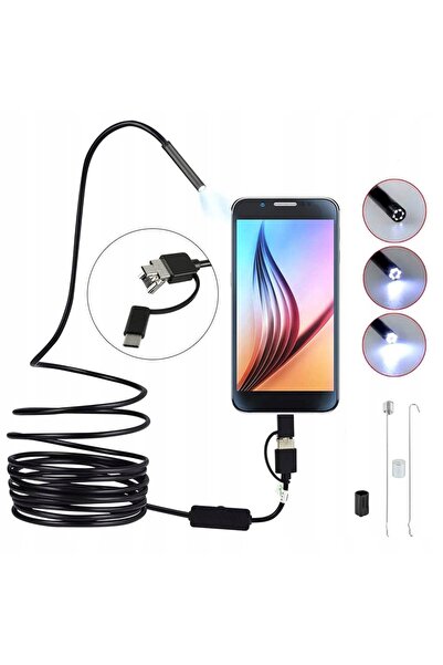 NO BRAND Cameră endoscop pentru inspecție, LED, USB-C, aplicație pentru telef...