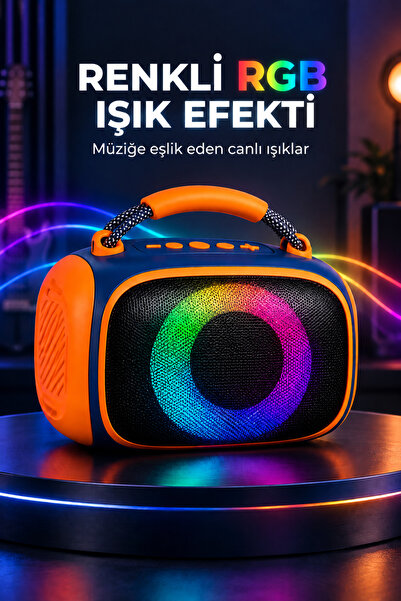 Omaze Taşınabilir Bluetooth Hoparlör RGB Işıklı Şarjlı Kablosuz Mini Ses Bombası Tutma Saplı Speaker