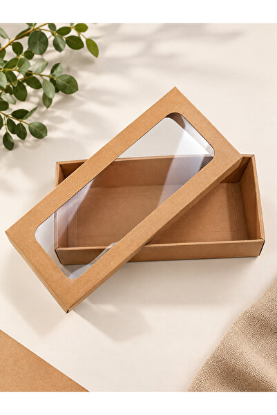 Aspak Kağıtçılık Ambalaj 23x9x6 cm Pencereli Asetatlı Kraft Kutu - Çikolata, ...