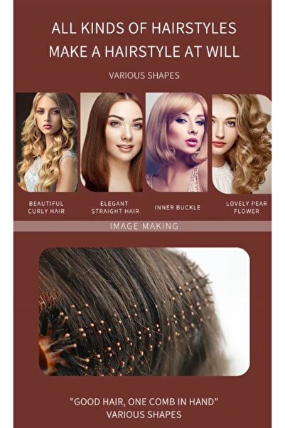 AZENA Round Wooden Hairbrush Curling Comb