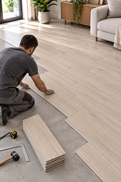 UKAB DEKOR 25x70 Cm (6 Adet 1 m²) Lvt Kendinden Yapışkanlı Gri Ahşap Dokulu Y...