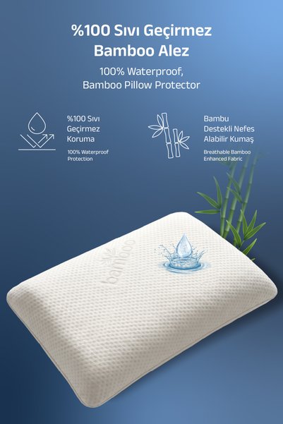 VİSCOTEX Bamboo Children's Pillow Cover, 66X33 Cm, Liquid-Proof Pillow Protector Cover 1 Piece
