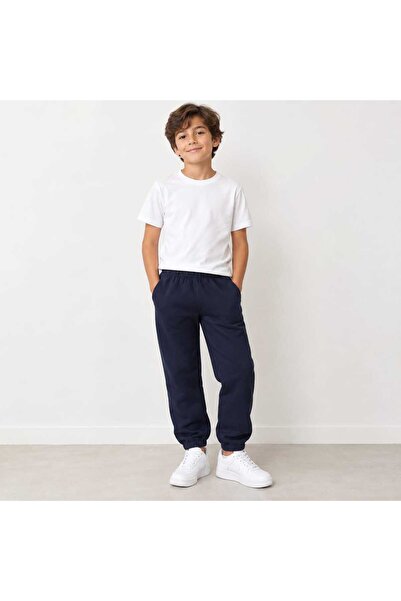 pio Children's Black Inner Padded Winter Basic Elastic Waist and Legs Sweatpants
