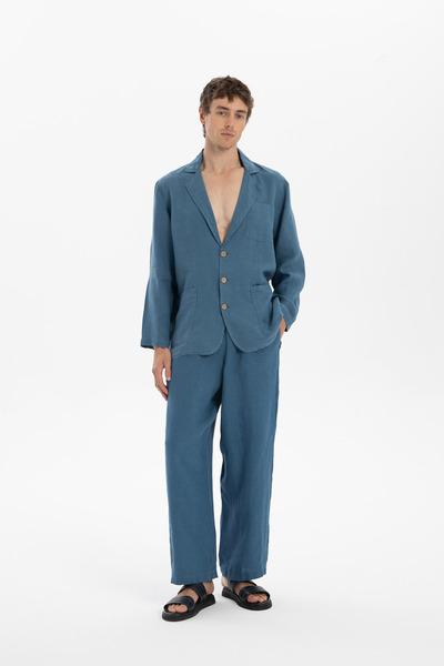 İpekçi Otantik Pure Linen Men's Blazer Jacket Indigo
