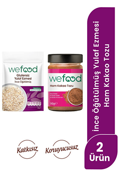 Wefood Ham Kakao Tozu 140 gr+ Glutensiz İnce Öğütülmüş Yulaf Ezmesi 300 gr