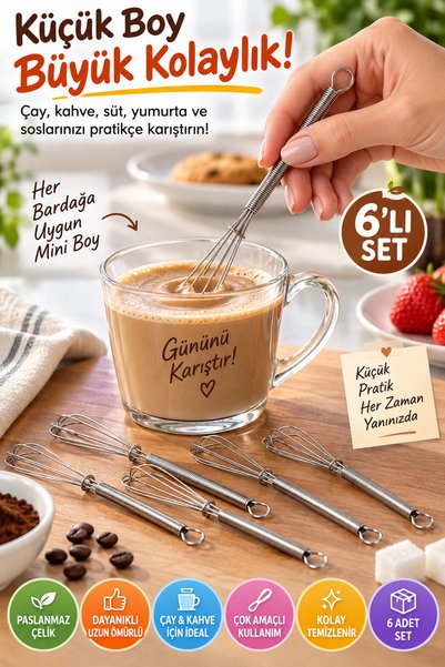 OpenCity مجموعة من 6 مضارب صغيرة مقاس 13 سم من الفولاذ المقاوم للصدأ لخلط الش...