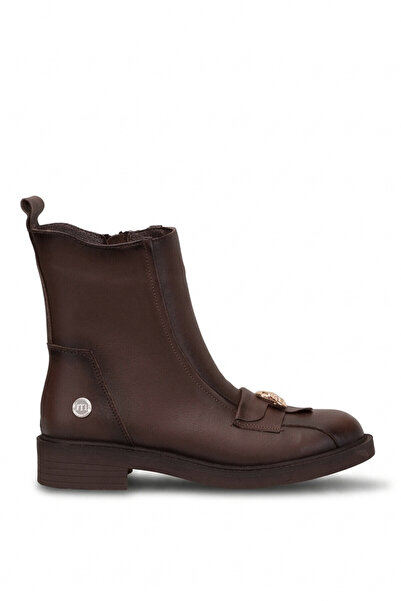 Mammamia D26Kb-8525 Women's Genuine Leather Heeled Boots Brown