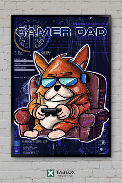 TABLOX Gamer Dad, Πατέρας Παίκτης, Αφίσα Τοίχου Gaming Neon, Διακοσμητικός Πί...