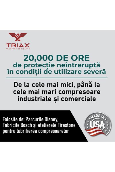 Triax Ulei full sintetic pentru compresoare de aer cu șurub, cu palete și cu piston, Kompressor MV ISO 46 SAE 20, bidon de 946 ml