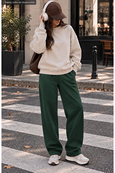 caddekombin Women's Wide Leg Loose-Fit Sweatpants - High-Waisted Plain Sports...