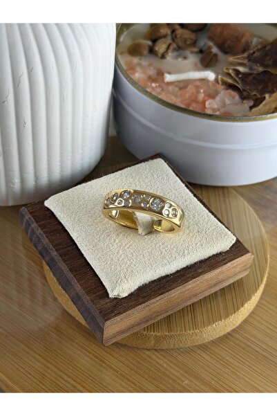 ANKA JEWELLRY Steel Women's Ring – Gold Color Zircon Stone Single Row Classic...