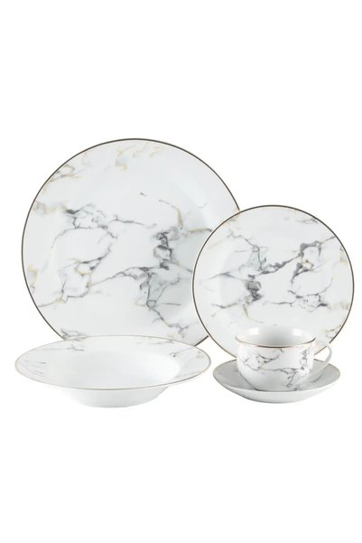 Own Buy Tia Porcelain Dinner Set with Gold Rim (20 Pc)