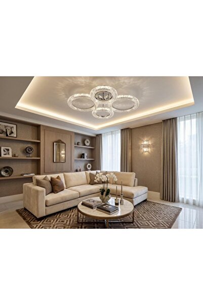 Alvina Aydınlatma DAİRE 2+2'Lİ LEDLİ KROM SALON MUTFAK avize