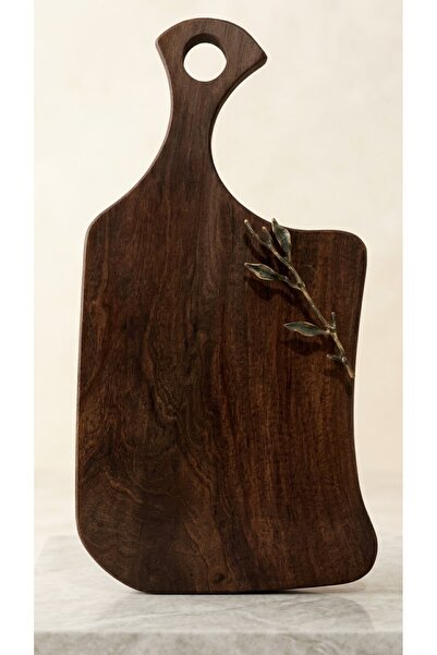 Generic Brand Walnut Presentation/Cutting Board Handmade, with Brass Leaf Det...