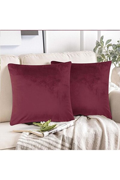 COM LIVING HOUSE Set de 2 fețe de pernă din catifea 90 x 90 cm, bordo